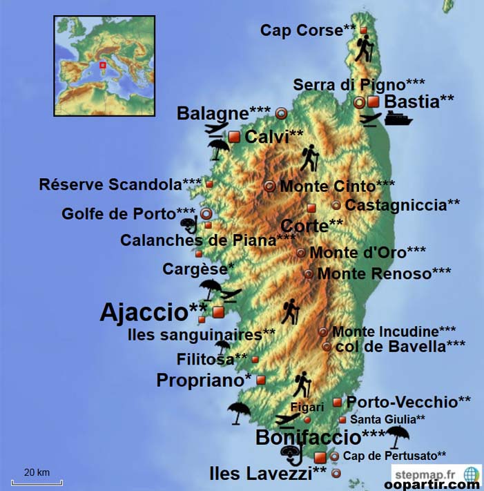 France Corse Carte Touristique De La Corse France Corse Carte Touristique De La Corse